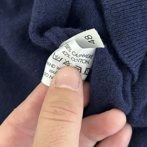 Vintage Scott & Charters Of Hawick Sweater 1/4 Zip 48 Large Cashmere Blend Blue - Picture 9 of 9